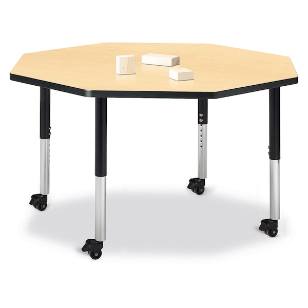 Jonti-Craft Berries Octagon Activity Table, 48 in. x 48 in., Mobile, Maple/Black/Black 6428JCM011 - main
